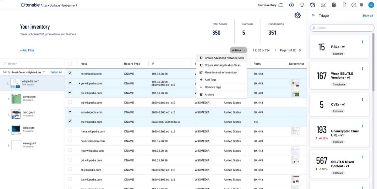 Tenable.ASM – screenshot